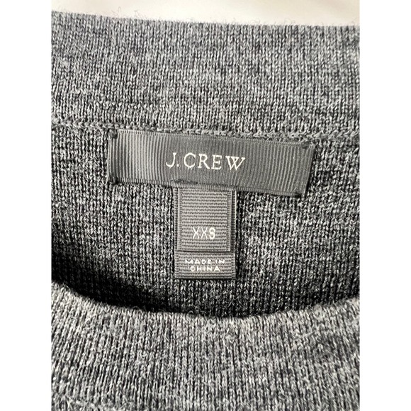 J Crew Merino Wool Leather Pocket Sweater Short Sleeve Crew Neck Gray XXS #2665 - Picture 2 of 4